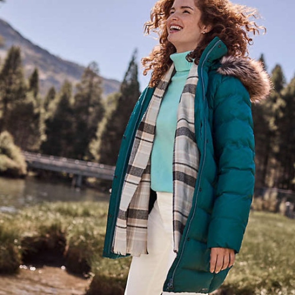 Lands End teal puffer coat jacket